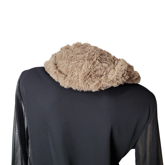 Plush Infinity Scarf Womens Faux Fur Soft Cozy Beige Winter Accessory - Picture 9 of 13